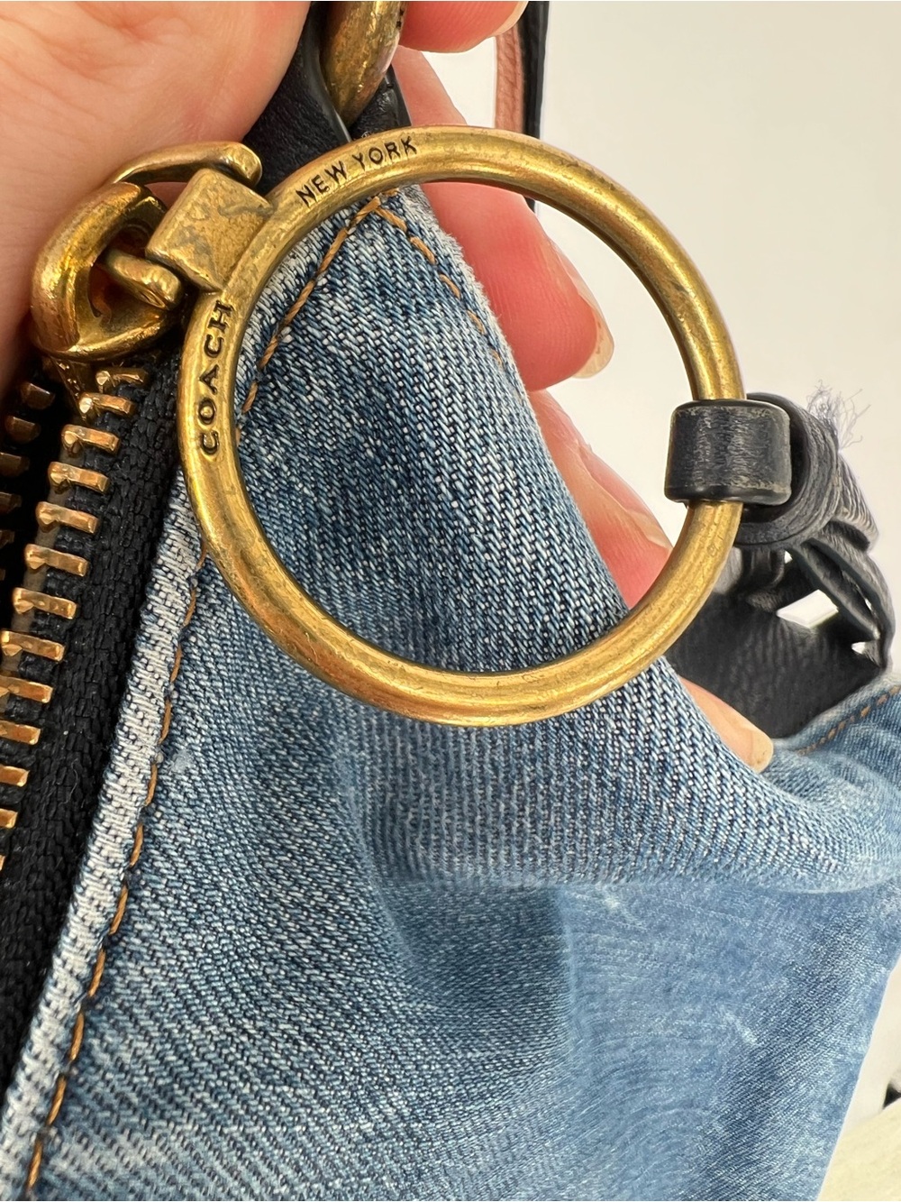 Coach Denim Sutton Bag Crossbody Pebble Leather Navy Blue - Picture 12 of 14